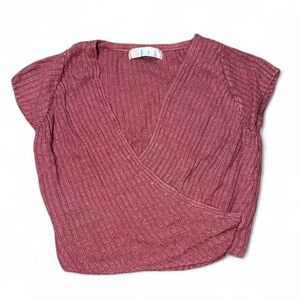 Free People Ribbed Wrap Top in Mauve